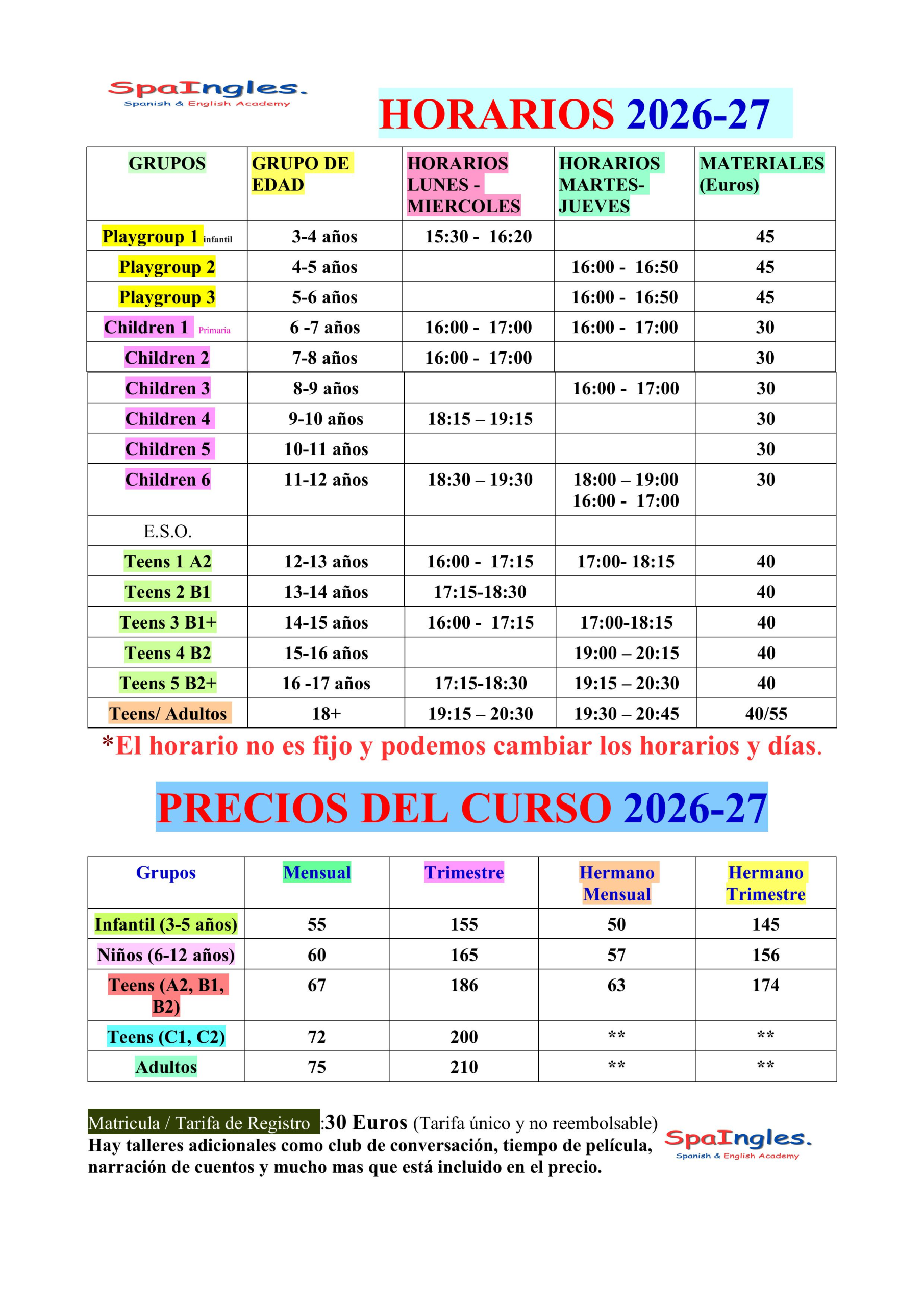 Horarios 2026-27